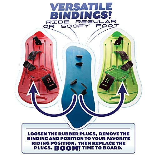 The Original Geospace Sledsterz Kids Beginner Snowboard for Winter Fun on Snow, with Adjustable Step-in Bindings; for Kids Between 4 to 12 Years Old (RED)