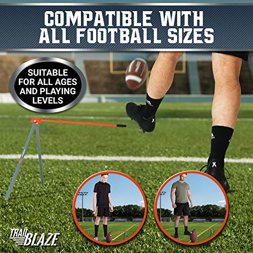 Trailblaze Football Kicking Tee True Strike Pro | Football Kicking Stand | Football Tee Holder Compatible for All Ball Sizes | Super Strong Portable Football Field Goal Stand with Improvement Tracker
