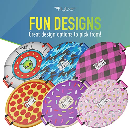 Flybar Snow Sled for Kids - Foam Saucer Disc Sled, Ages 6+, Easy Grip Handles, Durable Slick Bottom & PE Core Build, Lightweight Sleds for Kids, Snow Toys for Kids, Up to 110 lbs, 26" - Rainbow Swirl