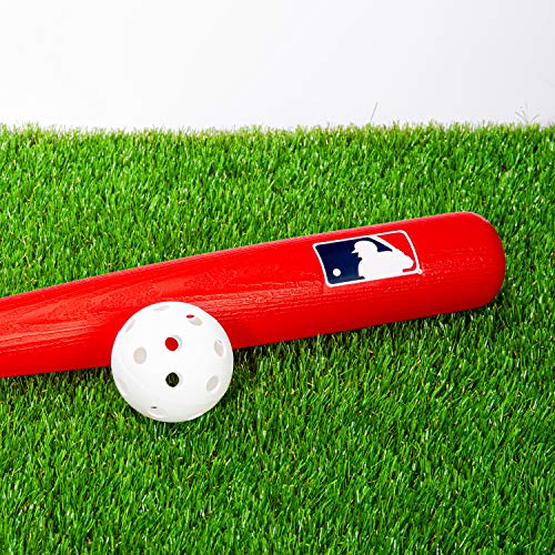 Franklin Sports Plastic Baseball Bat + Ball Set - MLB Kids Plastic Bats - Lightweight Kids Bat + Plastic Baseball Set - 30" Youth Baseball Bat - Red