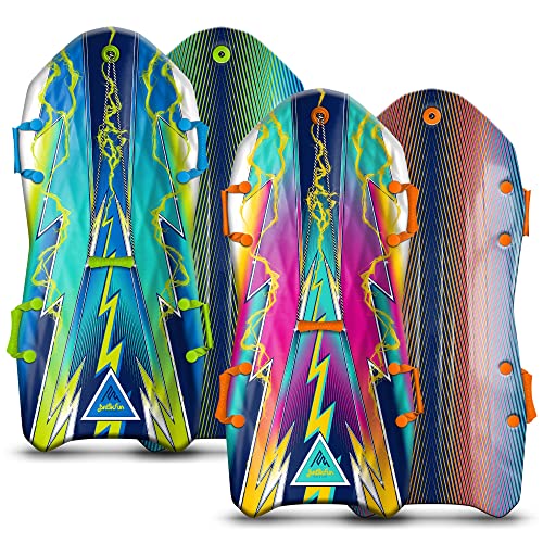 Artikfun Premium Recreational Winter Foam Snow Sled 2-Pack | Tow Rope and Handles | Sized for Youth and Adults | Contoured Deck Design | 50in-127cm Design Length |