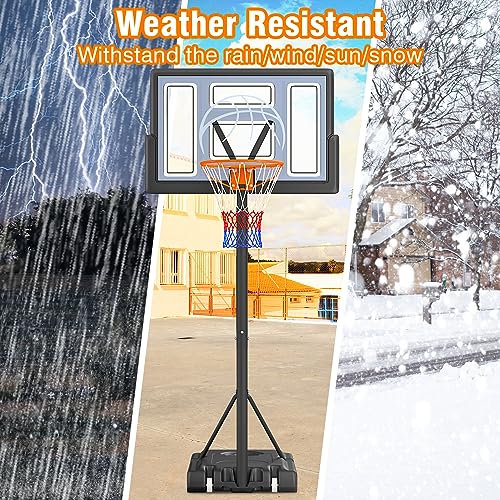 Yohood Basketball Hoop Outdoor 10ft Adjustable, Portable Basketball Hoop Goal System for Kids Youth and Adults in Backyard/Driveway/Indoor, 44 Inch Shatterproof Backboard