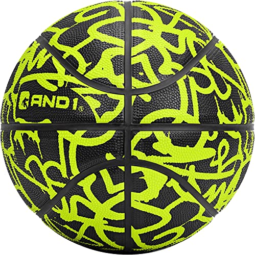 AND1 Fantom Graffiti Rubber Basketball Game Ready, 27.5 Inches, Youth Size 5, Made for Indoor and Outdoor, Sold Deflated (Pump NOT Included), Volt