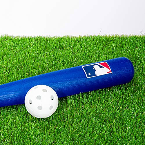 Franklin Sports Plastic Baseball Bat + Ball Set - MLB Kids Lightweight 30" Youth Blue