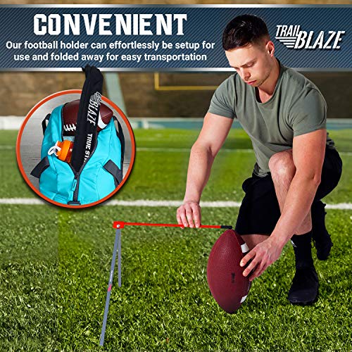 Trailblaze Football Kicking Tee True Strike Pro | Football Kicking Stand | Football Tee Holder Compatible for All Ball Sizes | Super Strong Portable Football Field Goal Stand with Improvement Tracker