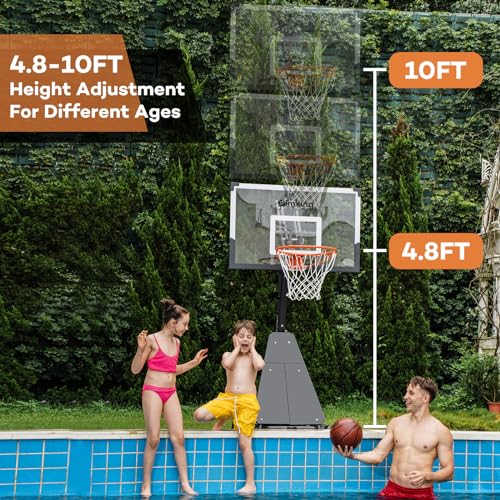 Aimking Portable Basketball Hoop Outdoor System with 29-44 Inch Shatterproof Backboard, 3.2FT-10FT Height Adjustable Basketball Goal System for Youth/Teens/Adults Indoor Outdoor