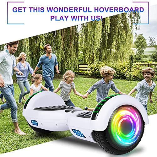 SISIGAD Hoverboard for Kids Ages 6-12, with Built-in Bluetooth Speaker and 6.5" Colorful Lights Wheels, Safety Certified Self Balancing Scooter Gift for Kids