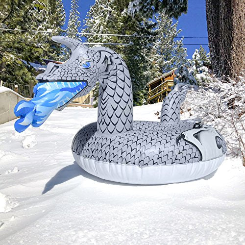 GoFloats Winter Snow Tube - Inflatable Sled for Kids and Adults (Choose from Unicorn, Disney's Frozen, Ice Dragon, Polar Bear, Penguin, Flamingo)