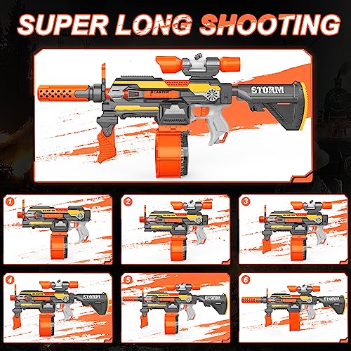 Xmifer Toy Guns Electric Machine Gun for Nerf Guns Automatic, Nerf Guns Sniper with Scope, 2 Magazines Tactical Vest Kit with 100 Darts, Nerf Guns for Kids Ages 8-12 Toy Gifts for Birthday Christmas