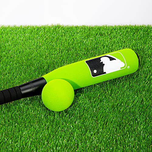 Franklin Sports MLB Kids Foam Baseball Bat + Ball Set - Jumbo Oversize Tball + Baseball Bat + Foam Ball for Kids + Toddlers - Green - 24"