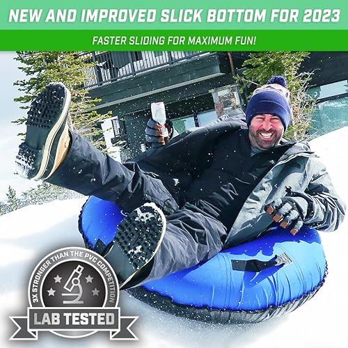 GoSports 44 in Heavy-Duty Winter Snow Tube with Premium Canvas Cover - Commercial Grade Sled - Choose Your Style