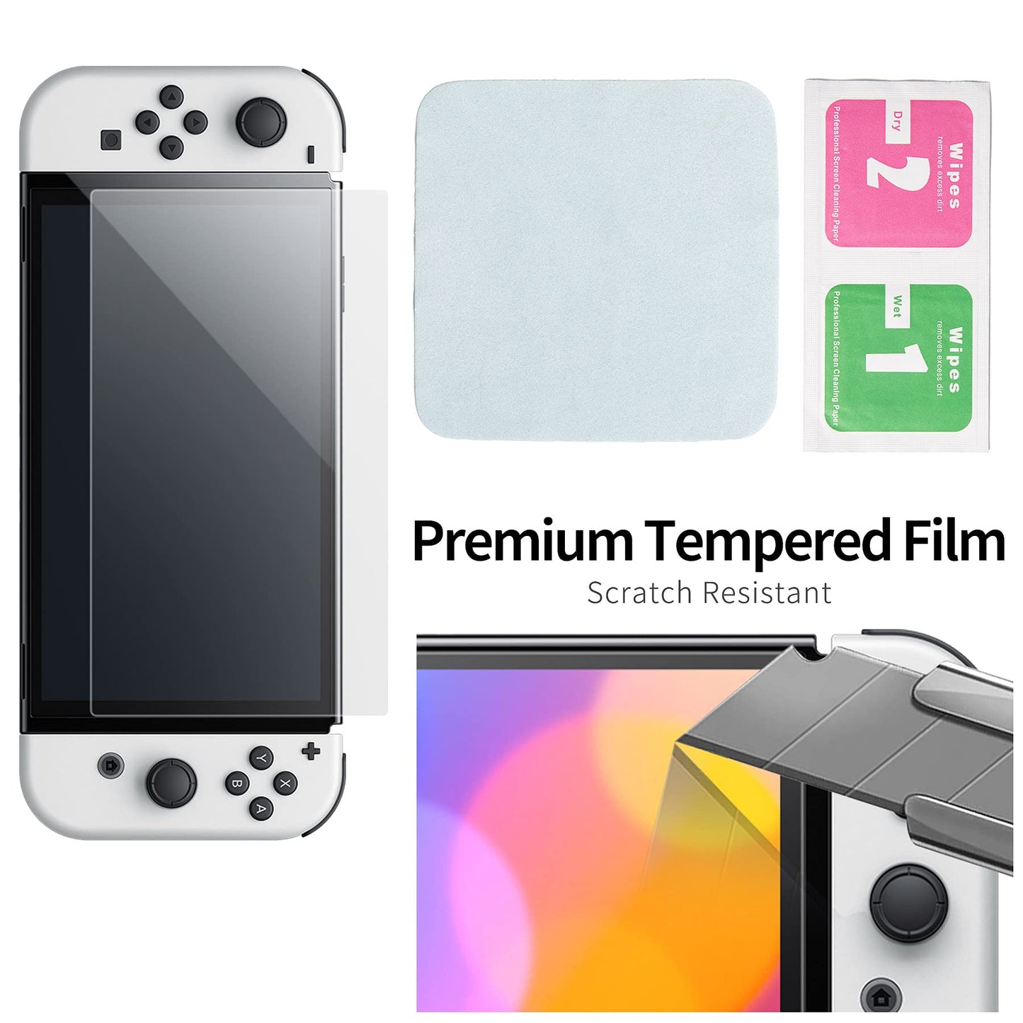 Benazcap Case Compatible with Nintendo Switch OLED Model 2021, 14 in 1, Accessories Kit with Carrying Case, Clear Cover, Screen Protector and More
