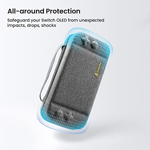 tomtoc Carrying Case for Nintendo Switch/OLED Model, Large Travel Switch Case with Pocket for Pro Controller, Joy-con Grip or AC Adapter, Protective Portable Carry Case with 24 Game Cartridges, Stand