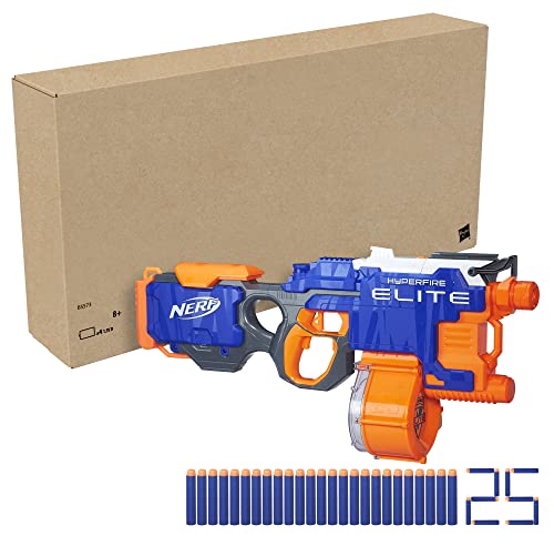 Nerf HyperFire Motorized Elite Blaster, 25-Dart Drum, Fires Up To 5 Darts Per Second, Includes 25 Official Nerf Elite Darts (Amazon Exclusive)