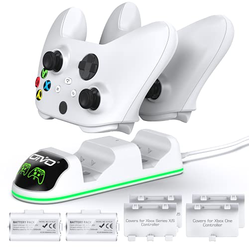 OIVO Controller Charger Compatible with Xbox Series X|S/Xbox One, Controller Charging Station with 2 x 1300mAh Rechargeable Battery Kit, Dual Charging Dock for Xbox One/One Elite/Series X|S