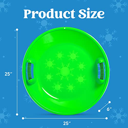 3 Pack 25” Snow Sleds, Round Slippery Heavy Duty Durable Plastic Downhill Toboggan River for Kids and Adults’ Family Holiday Winter Activity Outdoor Sledding