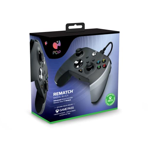 PDP Gaming REMATCH Advanced Wired Controller Licensed for Xbox Series X|S/Xbox One/PC, Customizable, App Supported - Radial Black
