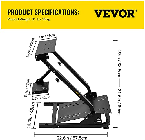 VEVOR G920 Racing Steering Shifter Mount fit for Logitech G27 G25 G29 Gaming Stand Wheel Pedals NOT Included, Black