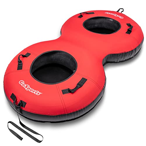 GoSports Heavy Duty 2 Person Winter Snow Tube with Premium Canvas Cover - America, Blue, Red or Retro
