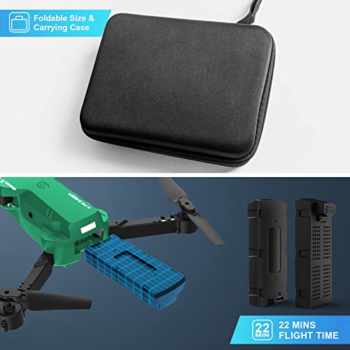 RADCLO Drone with Camera - 1080P HD FPV Foldable Drone with Carrying Case, 2 Batteries, 90° Adjustable Lens, One Key Take Off/Land, Altitude Hold, 360° Flip, Toys Gifts for Kids and Adults