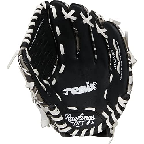 Rawlings Remix Glove Series | T-Ball & Youth Baseball Gloves | Right Hand Throw | 9" | Black