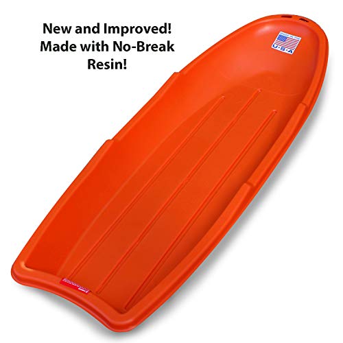 Flexible Flyer Lightning Snow Sleds for Kids & Adults. Plastic Toboggan Sand Slider 48” 3-Pack, blue/green/orange (648-3PK)
