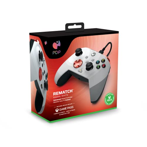 PDP Gaming REMATCH Advanced Wired Controller Licensed for Xbox Series X|S/Xbox One/PC, Customizable, App Supported - Radial White