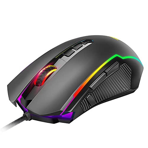 Redragon Gaming Mouse, Wired Gaming Mouse with RGB Backlit, 8000 DPI Adjustable, Mouse with 9 Programmable Macro Buttons & Fire Button, Software Supports DIY Keybinds, M910-K