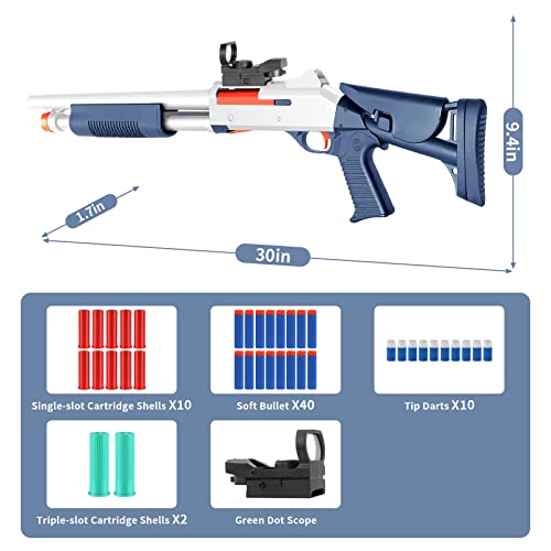 Toy Gun Models Foam Blasters (33-Inch) Soft Bullet Shotgun,Empty Shell Ejecting Design [with10 Shell 40 Soft Darts] Perfect for Indoor and Outdoor Play