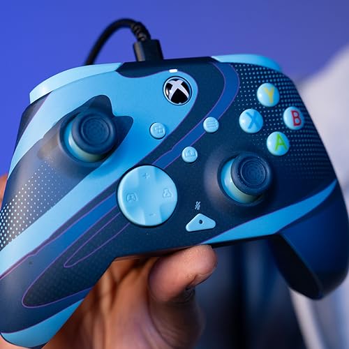 PDP REMATCH GLOW Advanced Wired Controller Licensed For Xbox Series X|S, Xbox One, & Windows 10/11 PC: Blue Tide (Glow in the Dark)