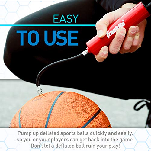 Franklin Sports Ball Pump Kit -7.4" - Perfect for Basketballs, Soccer Balls and More - Complete Hand Pump Kit with Needles, Flexible Hose, Air Pressure Gauge and Carry Bag,Red