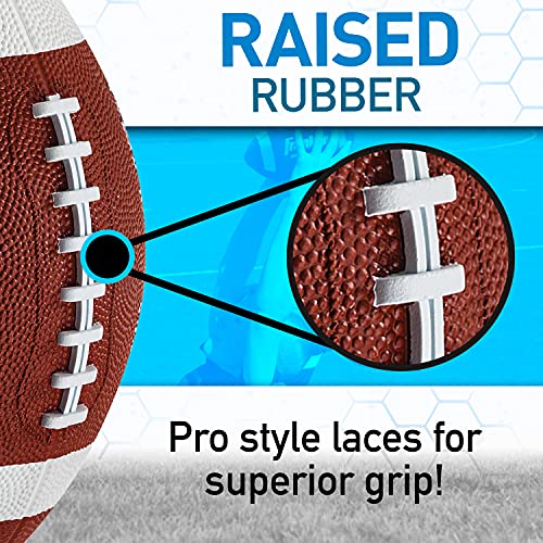 Franklin Sports Junior/Youth Football - Grip-Rite 100 - Kids Junior Size - Durable Outdoor Rubber Football - Brown/White