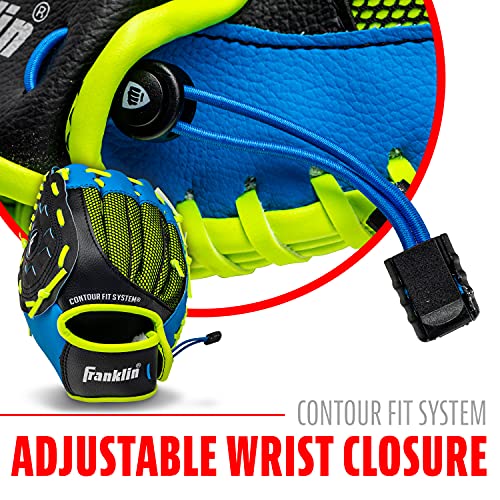Franklin Sports Teeball/Baseball Glove - Left and Right Handed Youth Fielding Glove - Neo-Grip - Synthetic Leather - 9.0 Inch Left Hand Throw - Ready To Play Glove - Blue