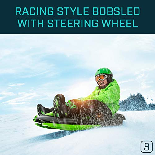 Gizmo Riders Stratos Snow Sled for Kids 2 Person Steerable Snow Bobsled, Kids Sled, Toddler Sled for Ages 3 and Up, Plastic Sled with Brake & Anti-Slip Seat, Racing Sleds for Kids, Holds 250 lbs