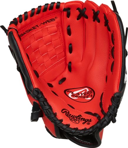 Rawlings | PLAYERS SERIES Youth Baseball Glove | Right Hand Throw | 11" - Basket Web | Scarlet