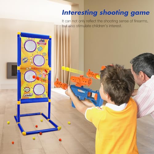 Shooting Game Toy for Boys - 2 Player Toy Foam Blaster Air Guns, 24 Foam Bullet Balls Popper & Standing Shooting Target, Birthday Gifts for Age 3 4 5 6 7 8 9 10-12 Years Old Kids, Girls