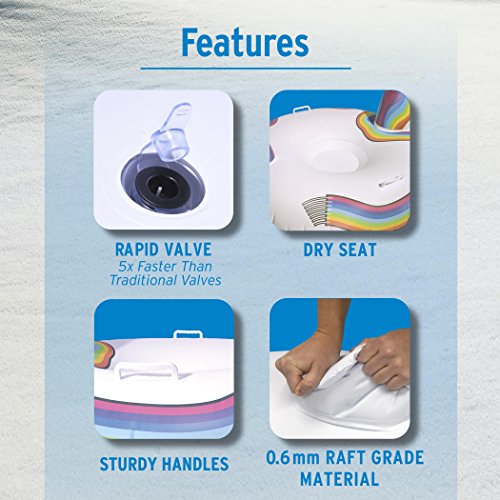 GoFloats Winter Snow Tube - Inflatable Sled for Kids and Adults (Choose from Unicorn, Disney's Frozen, Ice Dragon, Polar Bear, Penguin, Flamingo)