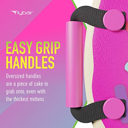 Flybar Snow Sled for Kids - Foam Saucer Disc Sled, Ages 6+, Easy Grip Handles, Durable Slick Bottom & PE Core Build, Lightweight Sleds for Kids, Snow Toys for Kids, Up to 110 lbs, 26" - Pink Donut