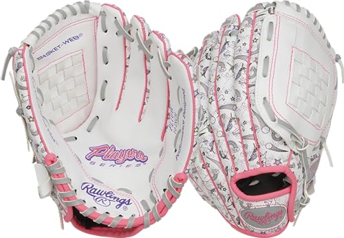 Rawlings | PLAYERS SERIES Youth Softball Glove | Right Hand Throw | 10" - Basket Web | White/Unicorn