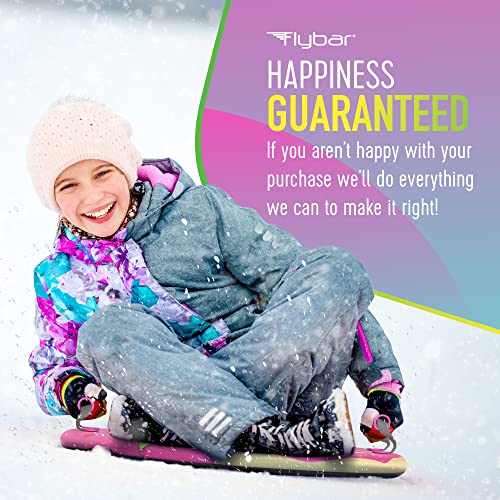 Flybar Snow Sled for Kids - Foam Saucer Disc Sled, Ages 6+, Easy Grip Handles, Durable Slick Bottom & PE Core Build, Lightweight Sleds for Kids, Snow Toys for Kids, Up to 110 lbs, 26" - Pink Donut