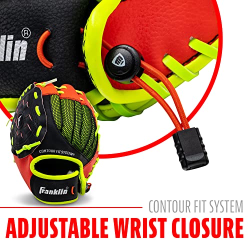 Franklin Sports Teeball Glove - Left and Right Handed Youth Fielding Glove - Neo-Grip - Synthetic Leather Baseball Glove - 9.0 Inch Left Hand Throw - Ready To Play Glove with Ball - Red