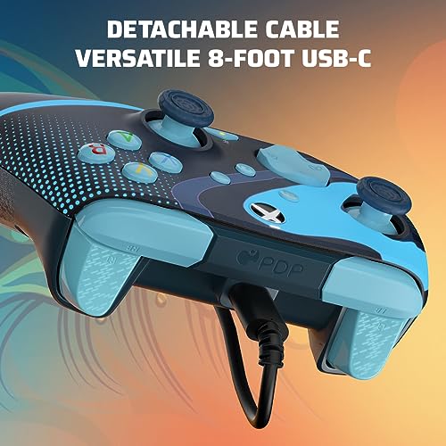 PDP REMATCH GLOW Advanced Wired Controller Licensed For Xbox Series X|S, Xbox One, & Windows 10/11 PC: Blue Tide (Glow in the Dark)