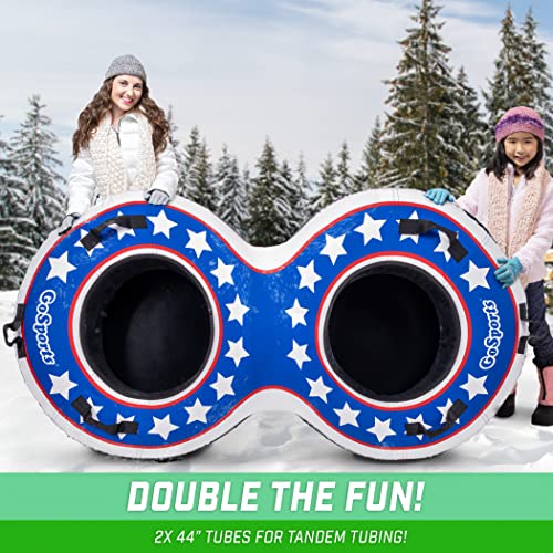 GoSports Heavy Duty 2 Person Winter Snow Tube with Premium Canvas Cover - America, Blue, Red or Retro