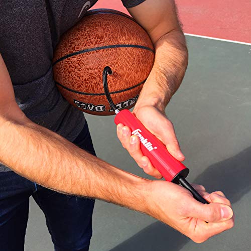Franklin Sports Ball Pump Kit -7.4" - Perfect for Basketballs, Soccer Balls and More - Complete Hand Pump Kit with Needles, Flexible Hose, Air Pressure Gauge and Carry Bag,Red