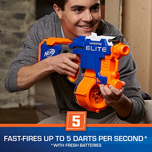 Nerf HyperFire Motorized Elite Blaster, 25-Dart Drum, Fires Up To 5 Darts Per Second, Includes 25 Official Nerf Elite Darts (Amazon Exclusive)