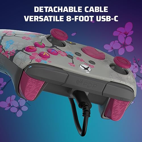 PDP REMATCH GLOW Advanced Wired Controller Licensed For Xbox Series X|S, Xbox One, & Windows 10/11 PC: Pink Cherry Blossom (Glow in the Dark)