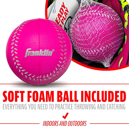 Franklin Sports Teeball Glove - Left and Right Handed Youth Fielding Glove - Neo-Grip - Synthetic Leather Baseball Glove - 9.0 Inch Left Hand Throw - Ready To Play Glove with Ball - Pink