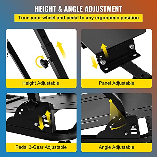 VEVOR G920 Racing Steering Shifter Mount fit for Logitech G27 G25 G29 Gaming Stand Wheel Pedals NOT Included, Black