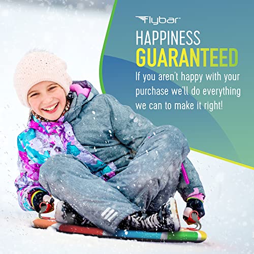 Flybar Snow Sled for Kids - Foam Saucer Disc Sled, Ages 6+, Easy Grip Handles, Durable Slick Bottom & PE Core Build, Lightweight Sleds for Kids, Snow Toys for Kids, Up to 110 lbs, 26" - Rainbow Swirl