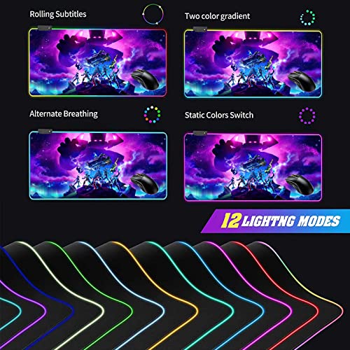 RGB Large Gaming Mouse Pad Galactus Skin,12 Lighting Modes & Non-Slip Rubber Base Mousepad-Long Glowing Laptop Desk Pad,Computer Keyboard and Mice Combo Pads Mouse Mat-31.5X15.7